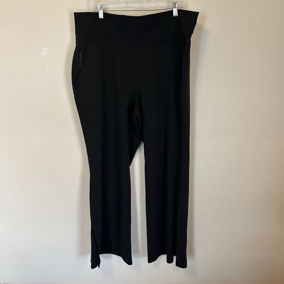 Athleta Venice Flare Pants Black High Rise Pull‎ On Slit 1X - Wear on thigh - Picture 1 of 10